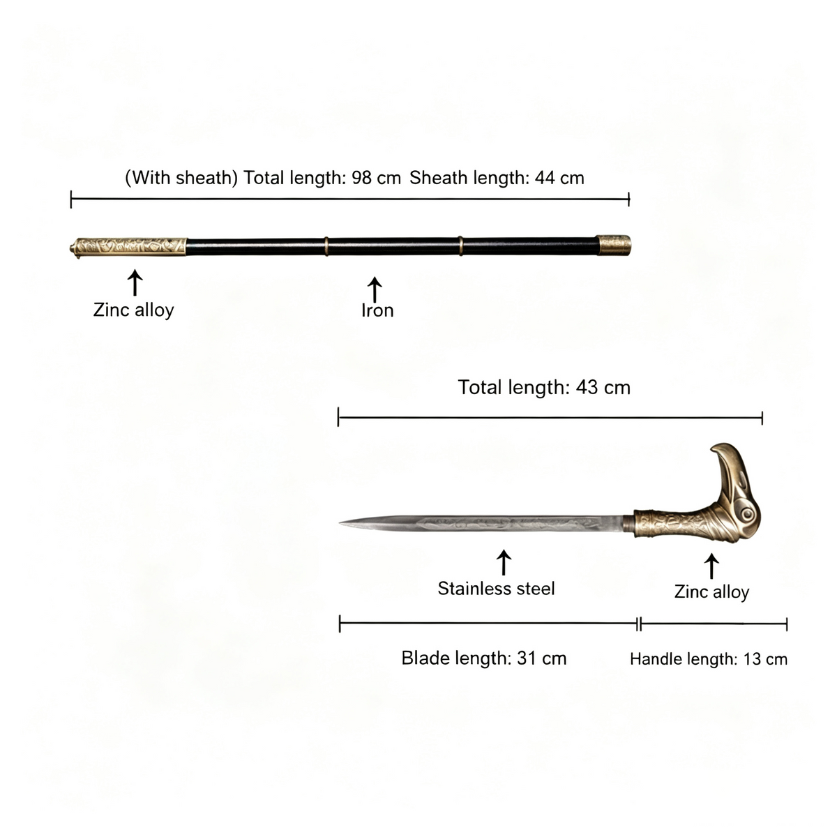 Realhiddenblade Syndicate Cane Sword - Cosplay Prop - cosplay prop